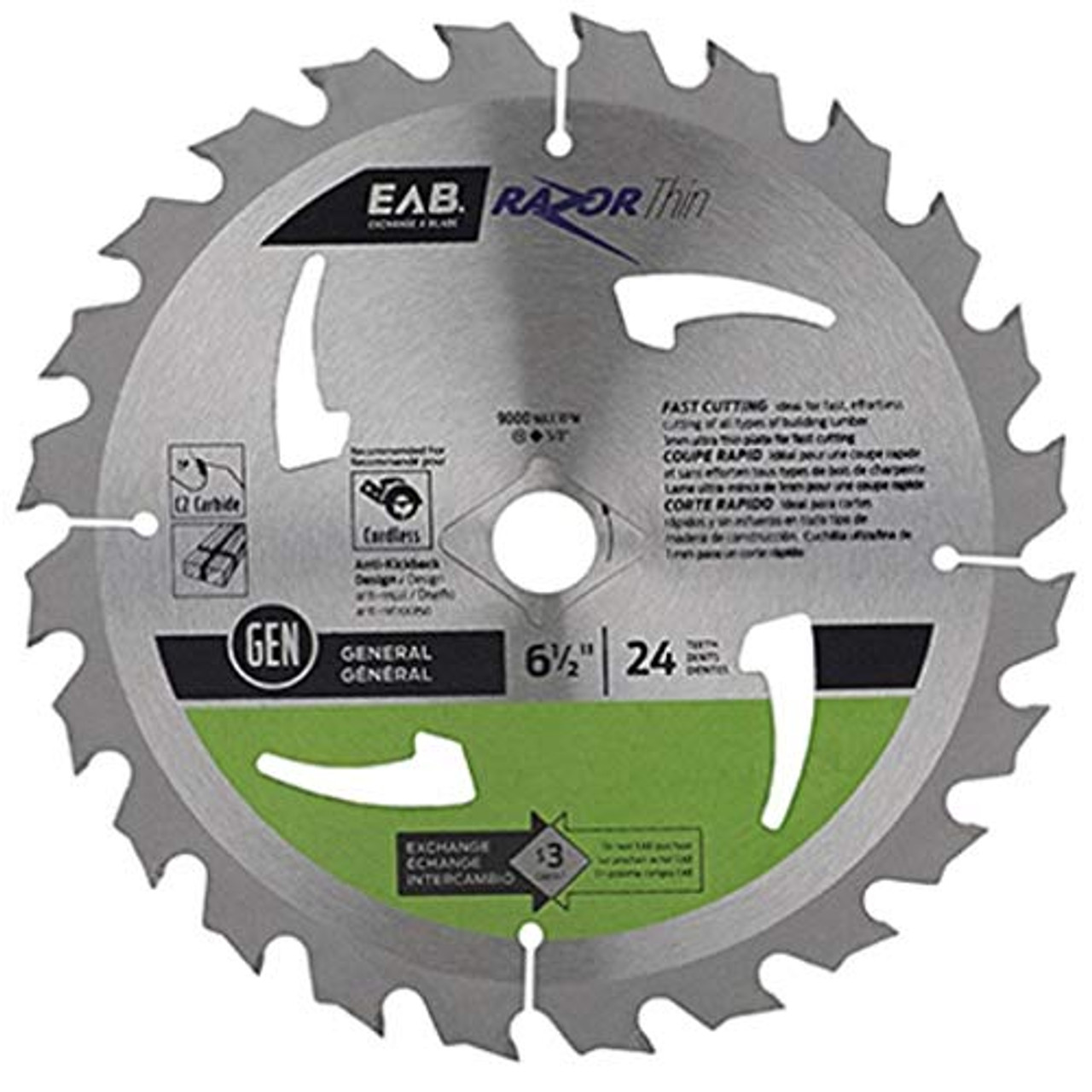 Exchange-A-Blade 1011962 Thin Circular Saw Blade, 6-1/2 Inch x 24 Tooth