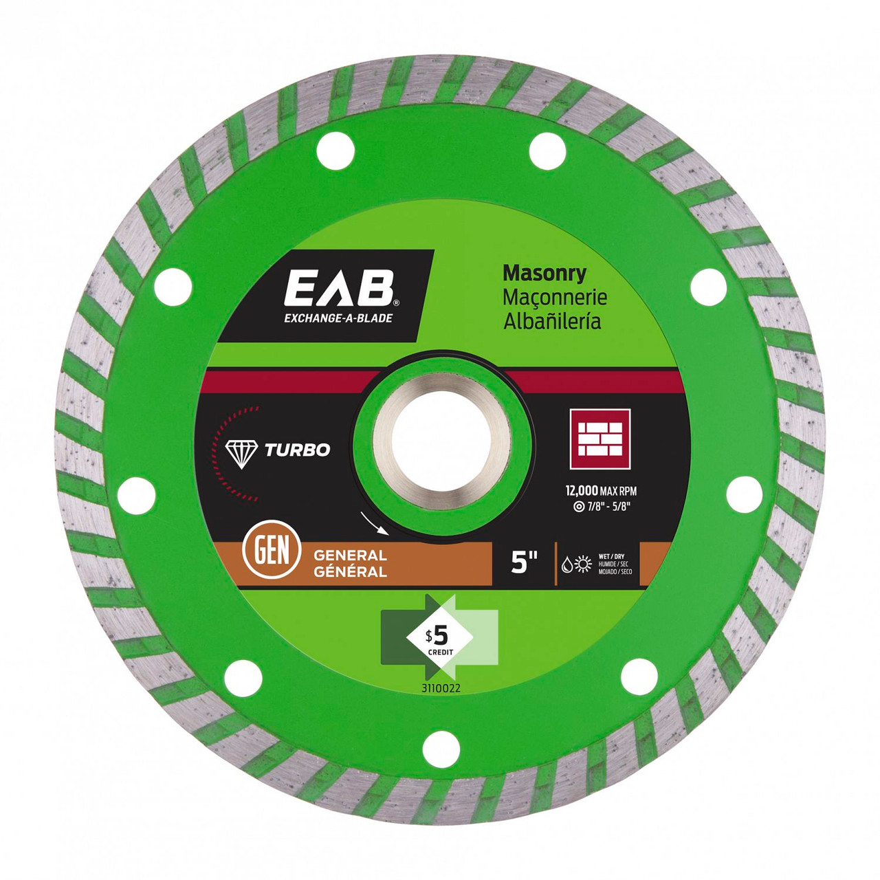 EAB 3110022 Turbo Diamond Masonry Saw Blade, 5"