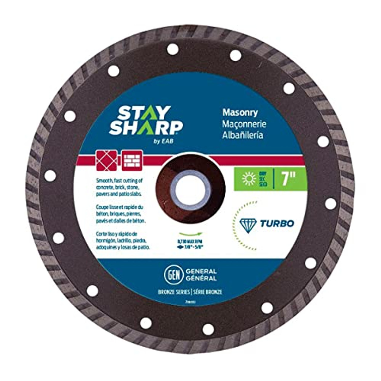 Stay Sharp 2118032 Turbo Rim Concrete Bronze Diamond Blade, 7"
