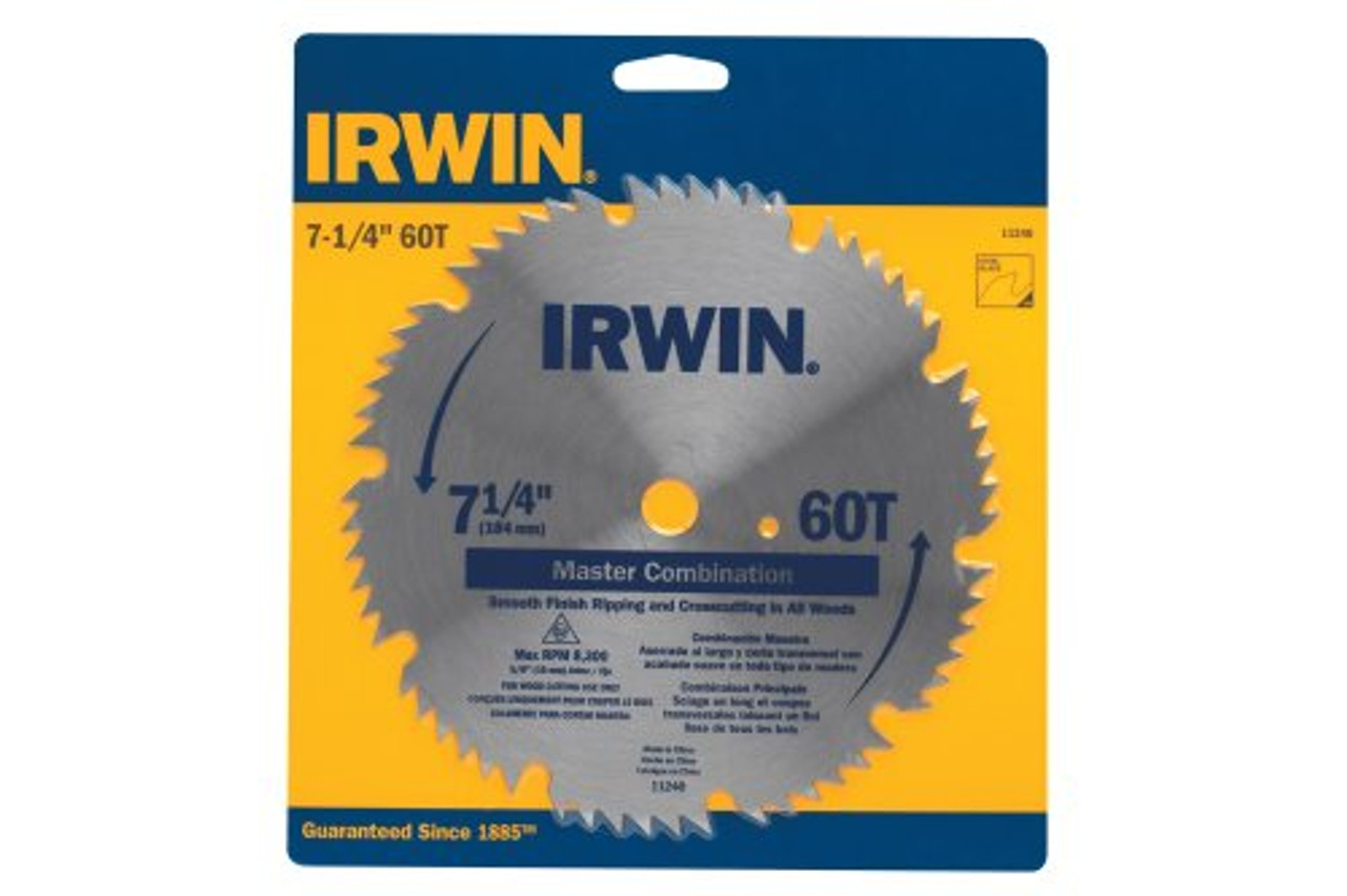 IRWIN Tools Classic Series Steel Corded Circular Saw Blade, 7 1/4-inch, 60T, .087-inch Kerf (11240)