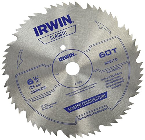 IRWIN Tools Classic Series Steel Cordless Circular Saw Blade, 6 1/2-inch, 60T, .078-inch Kerf (11220)