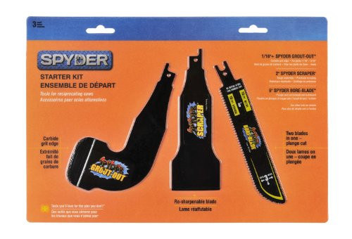Spyder 900305 Starter Kit with 1/16 Plus Spyder Grout Out Blade, 2-Inch Spyder Scraper Blade and 6-Inch Spyder Boar Blade
