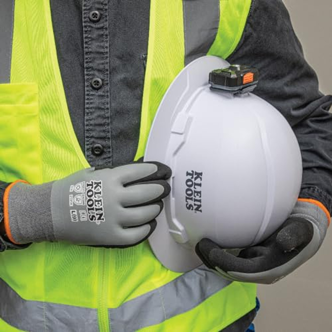 Klein Tools (1-Pair/Size-Large) Winter Work Thermal Gloves with Acrylic Lining and Double-Dip Latex Grip on Palm and Fingers, 60389