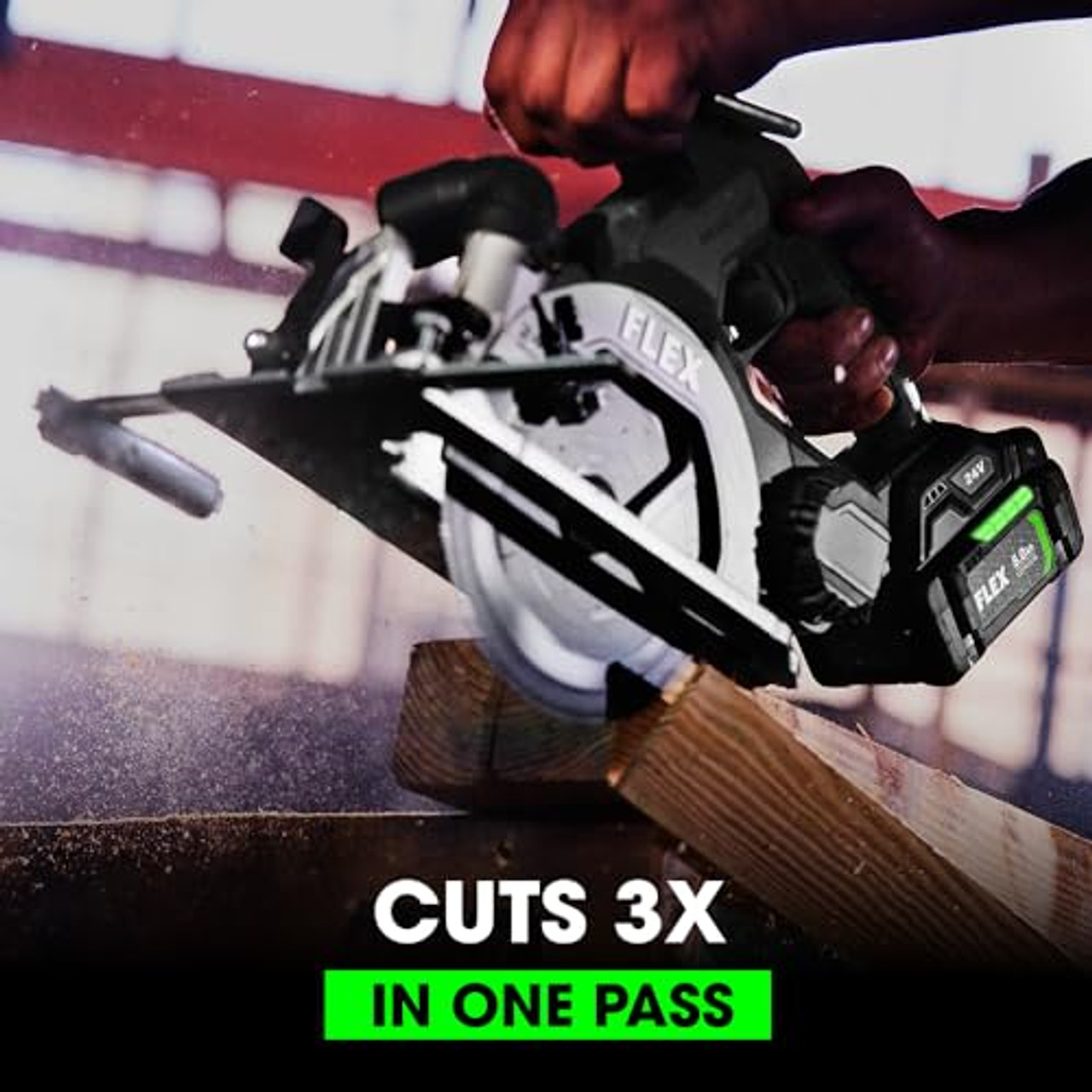 FLEX 24V Brushless Cordless 6-1/2-Inch In-Line Circular Saw Kit with 5.0Ah Lithium Battery and 160W Fast Charger - FX2131A-1C