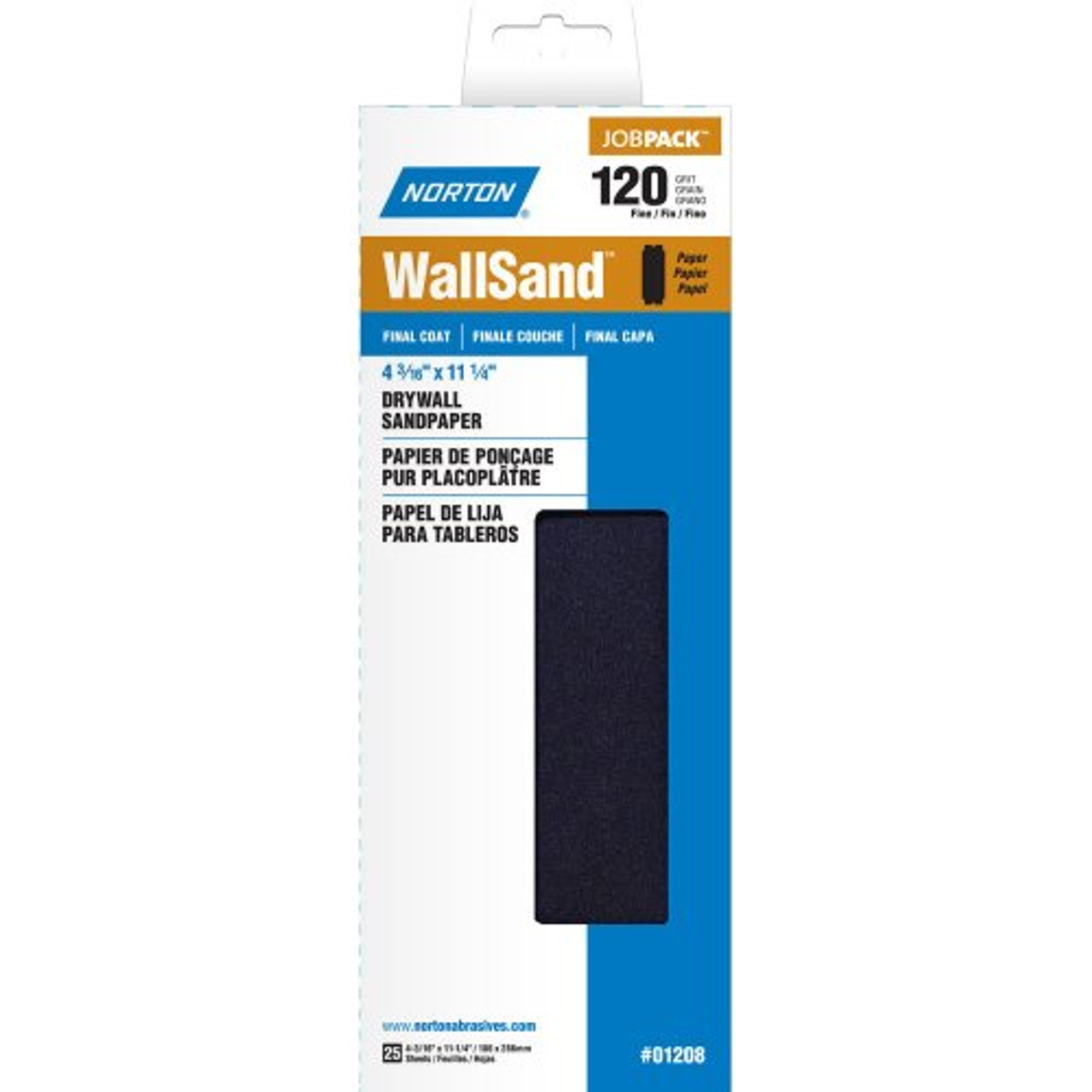 Norton (01208) WallSand Die Cut Drywall Sanding Screen, 11" Length x 4-3/16" Width, P120D Grit, Fine Grade (Pack of 25)