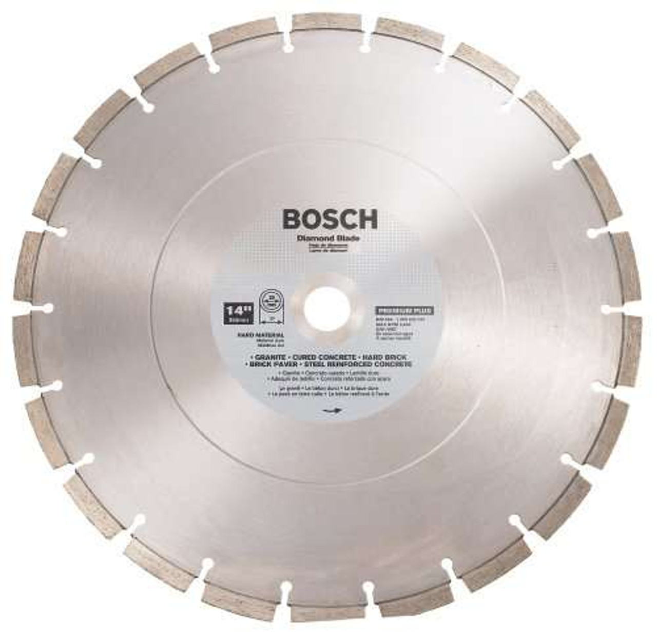 Bosch DB1464 Premium Plus 14-Inch Dry or Wet Cutting Segmented Diamond Saw Blade with 1-Inch Arbor for Reinforced Concrete