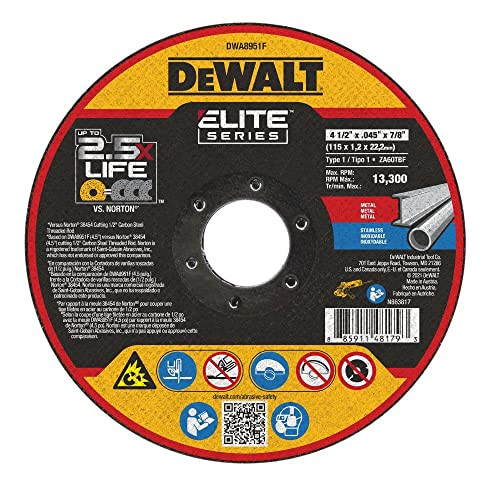 DEWALT DWA8951F T1 XP CER Fast Cut-Off Wheel, 4-1/2" x 0.045" x 7/8"
