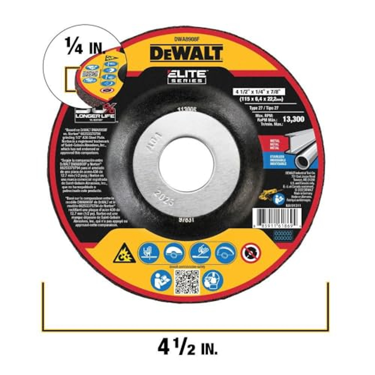 Dewalt 4 1/2In Xp Steel Ceramic Abrasive Cut-Off Wheel