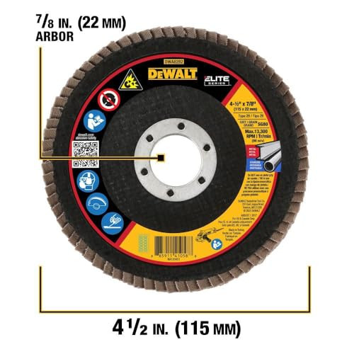 DEWALT DWA8282 80G T29 XP Ceramic Flap Disc, 4-1/2" x 7/8"