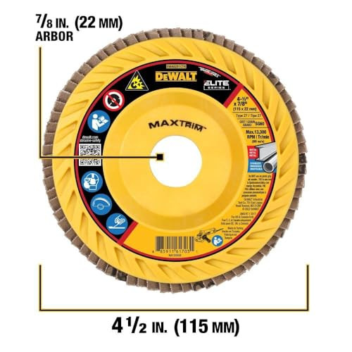 DeWalt DWA8281CTR Elite Series 4-1/2" X 7/8" 60G T27 XP Ceramic Trimline Flap Disc