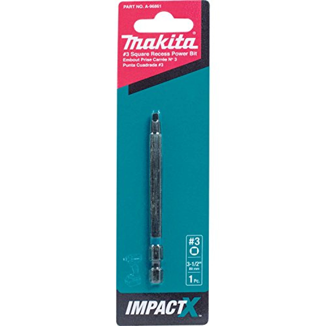 Makita A-96861 Impactx #3 Square Recess 3-1/2″ Power Bit