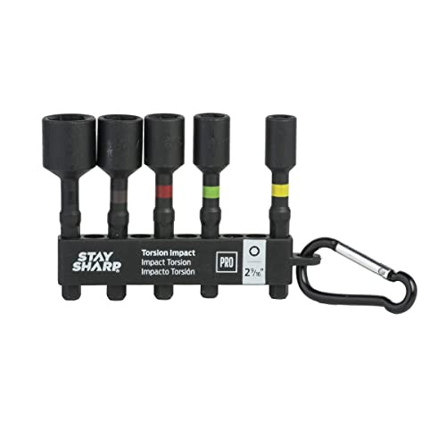 Stay Sharp (76052) 5-Piece - 2 x 0.25 in. 0.31 in. 0.37 in. 0.43 in. 0.5 in. Torsion Impact Bit Clip - Professional Recyclable