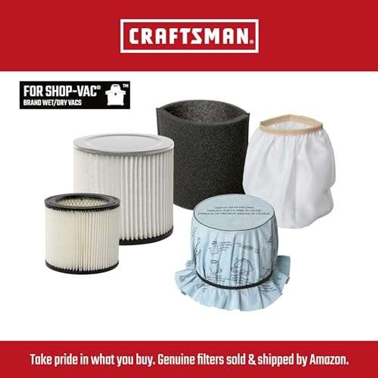 CRAFTSMAN (CMXZVBE38774) 3-Pk General Purpose Wet Dry Vac Dust Collection Bags for Most 2 to 2.5 Gallon Shop Vacuums, Collects Dry Only Debris, Reduces Cleanup Time
