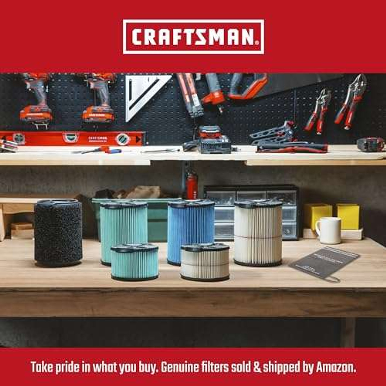 CRAFTSMAN CMXZVBE38737 Genuine General Debris Wet Dry Vac Replacement Filter Bags with Retaining Band for Most CRAFTSMAN 2 to 2.5 Gallon Shop Vacuums and Powerhead Bucket Vac, 3-Pack