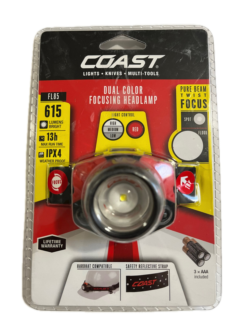 COAST FL85 Dual-Color Pure Beam Focusing LED Headlamp 615 LUMENS