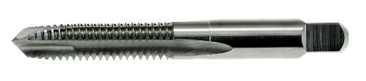 Drillco 2100 Series High-Speed Steel Spiral Point Threading Tap, Uncoated (Bright) Finish, Round Shank with Square End, Plug Chamfer, 9/16"-18 UNF