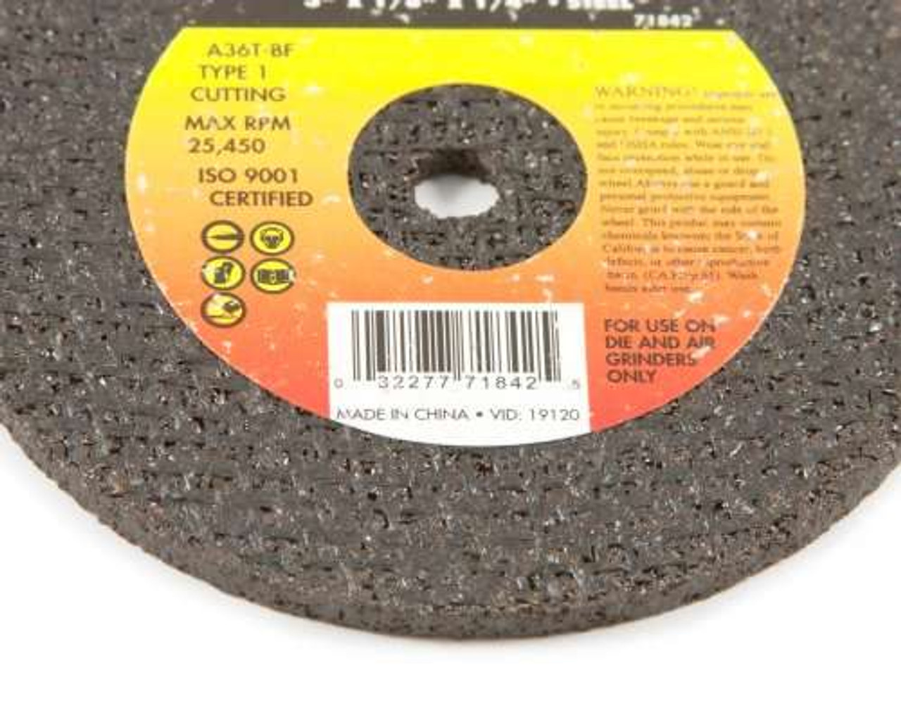 Forney 71842 (1-Wheel) Cut-Off Wheel with 1/4" Arbor, Metal Type 1, A36T-BF, 3" x 1/8"