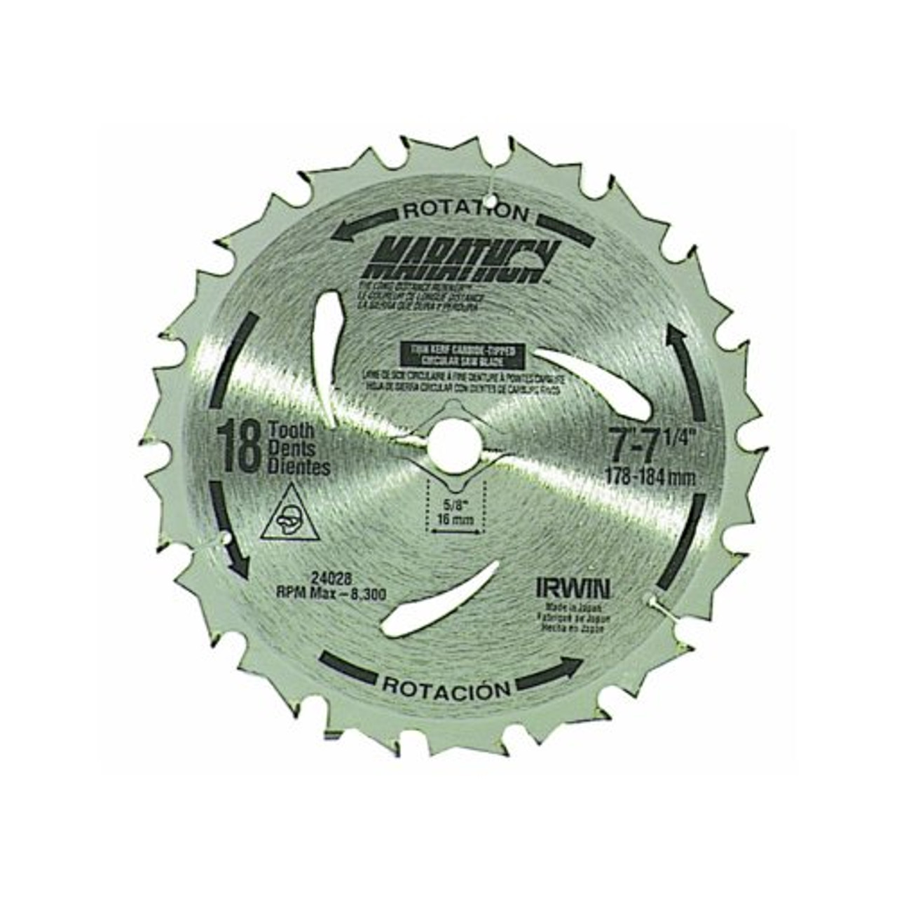 Irwin Marathon 24028 Carbide Tipped 7-1/4"" x 18T Circular Saw Blade Bulk