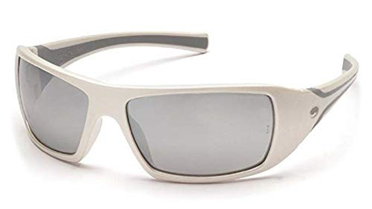 Pyramex (1-Pair) Goliath Safety Eyewear Style and Protection, White Frame, Silver Mirror Lens (SW5670D)