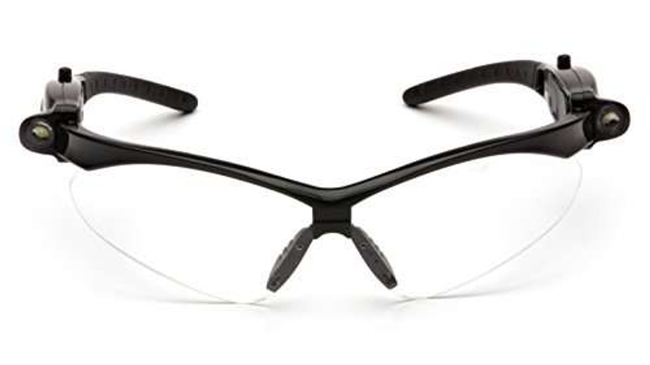 Pyramex (1-Pair) PMXTREME Safety Glasses, Black Frame / Clear Anti-Fog Lens (NO CORD), LED Temples (SB6310STLED)