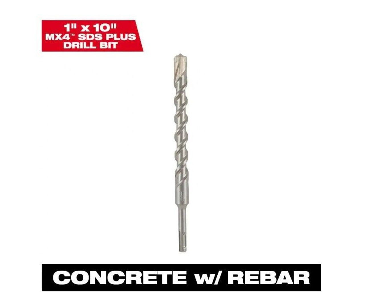 Milwaukee (48-20-8340) SDS Plus 4-Cutter Concrete Drill Bit - 1″ x 8″ x 10″