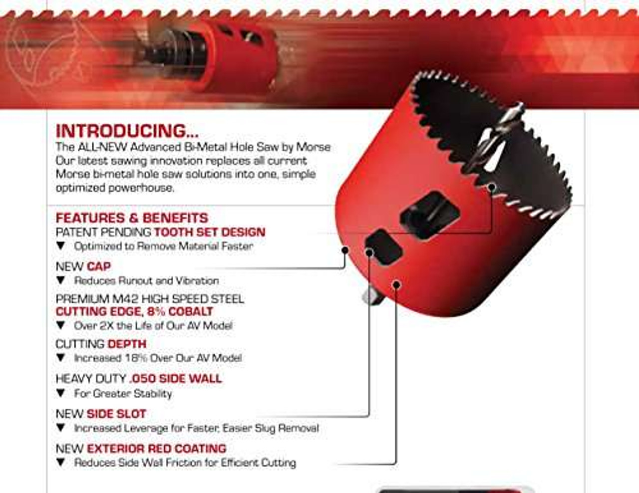 Morse MHS41 Bi-Metal Hole Saw, 2-9/16" Diameter, 1 Piece