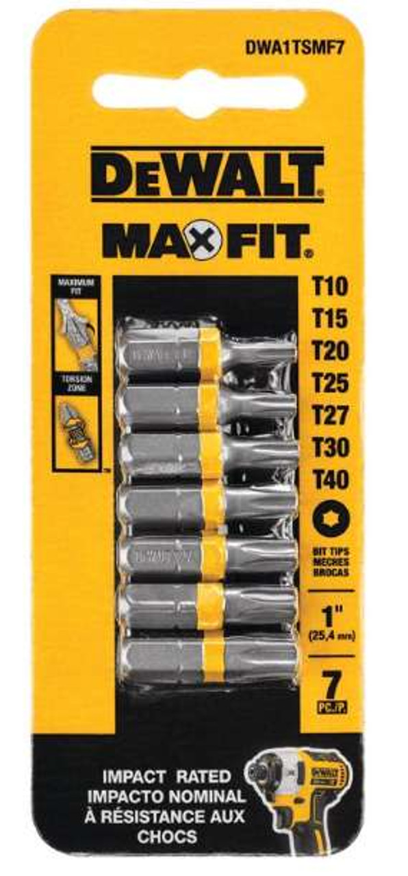 DEWALT DWA1TSMF7, 7pc 1" Length TORX Max Fit Bit Set