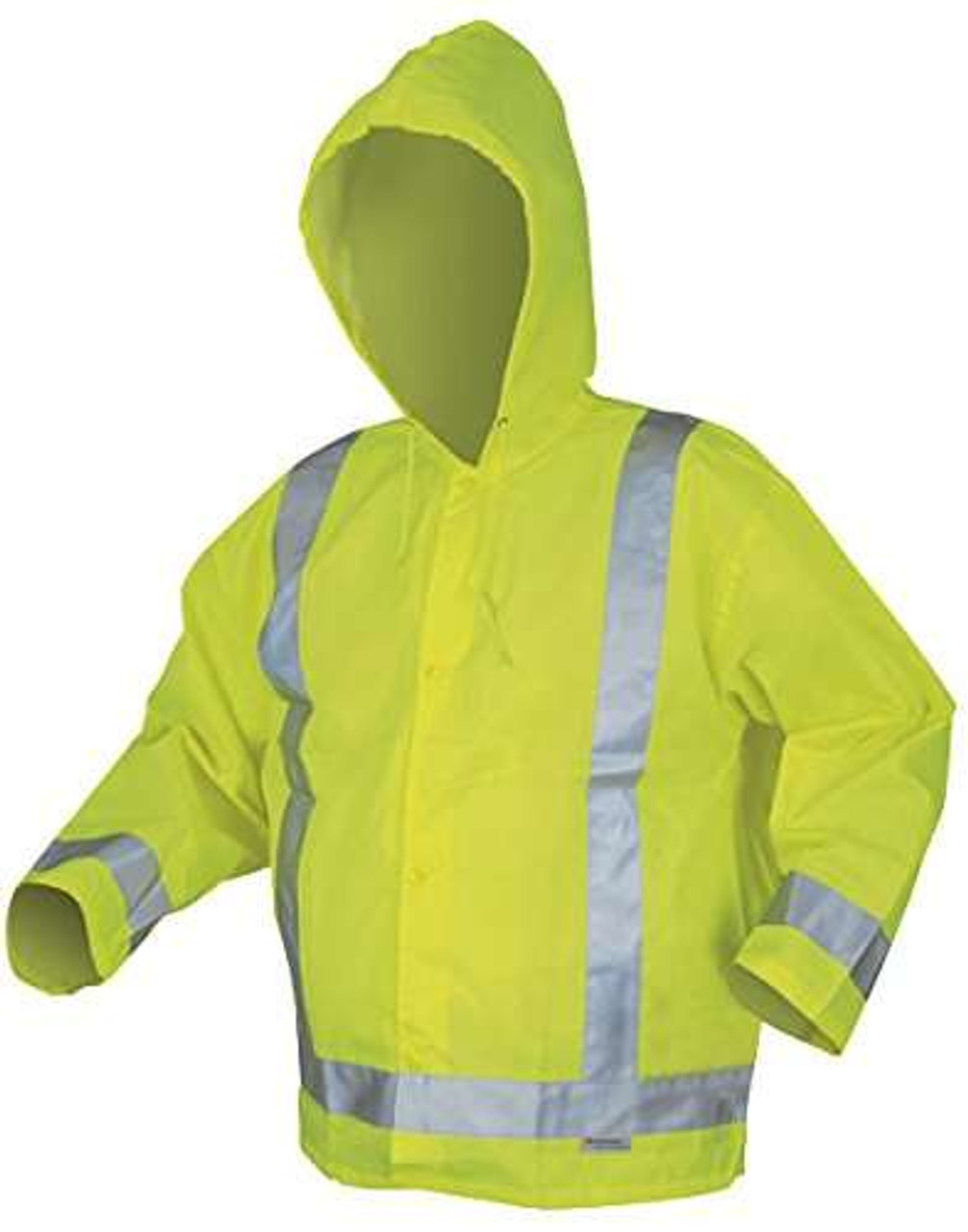 MCR Safety 500RJHX3 Luminator Class 3 Polyester/Polyurethane Jacket with Attached Hood and 3M Silver Reflective Stripes, Lime Green, 3X-Large