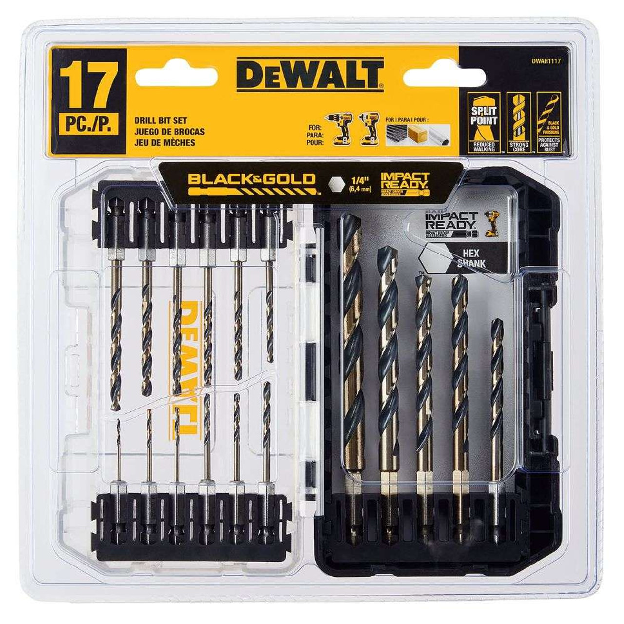 DeWalt 17-Pc Black & Gold HEX Shank Drill Bit Set (DWAH1117)