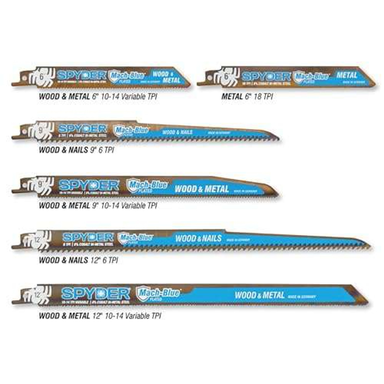 Spyder (2-Pack) 12-Inch Reciprocating Saw Blade, for Nail-Embedded Wood, Steel, and More, 10-14TPI, (200324)