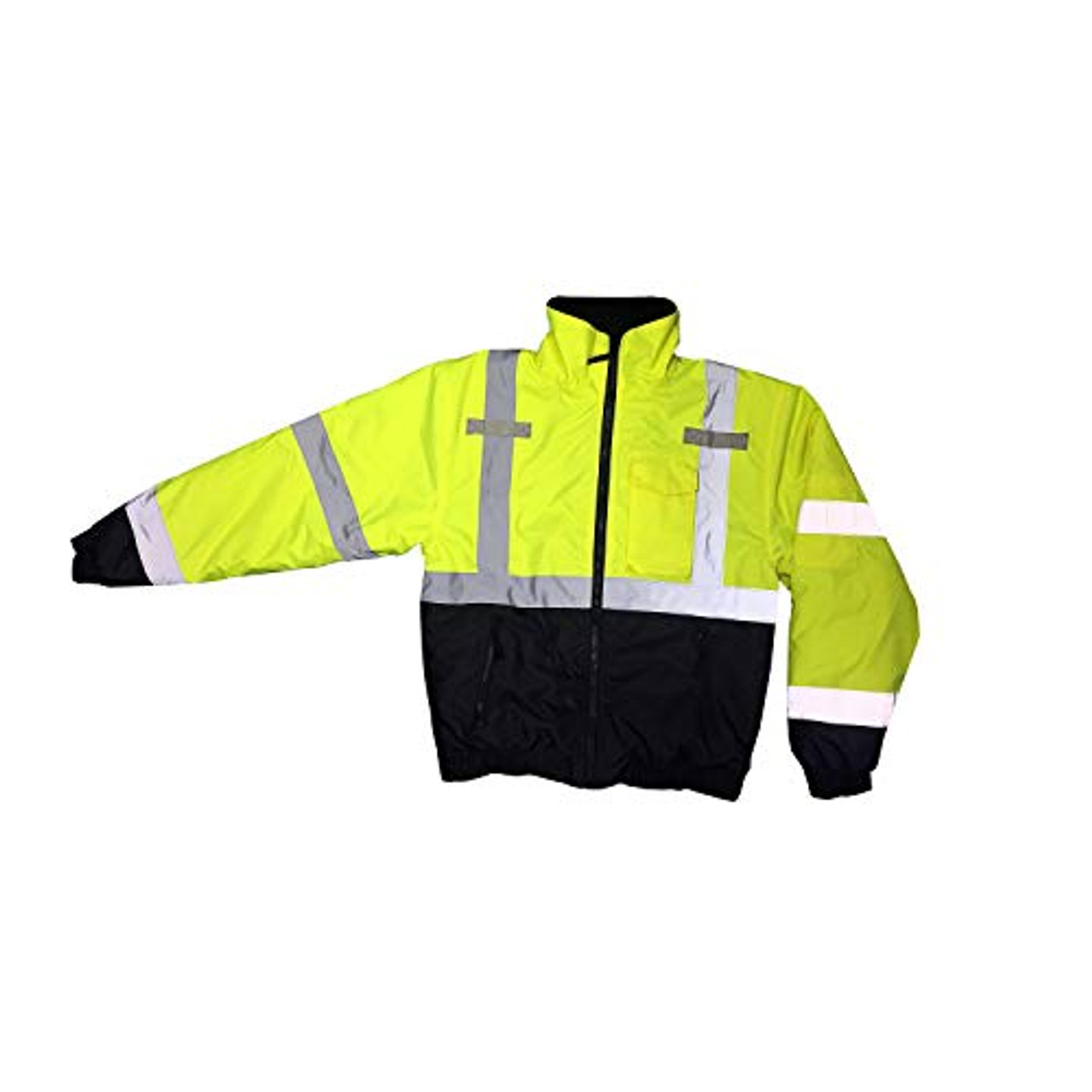 Radians SJ11QB-3ZGS Type R Class 3 Weatherproof Bomber Jacket with Quilted Built-In Liner - Yellow/Black, Size Large