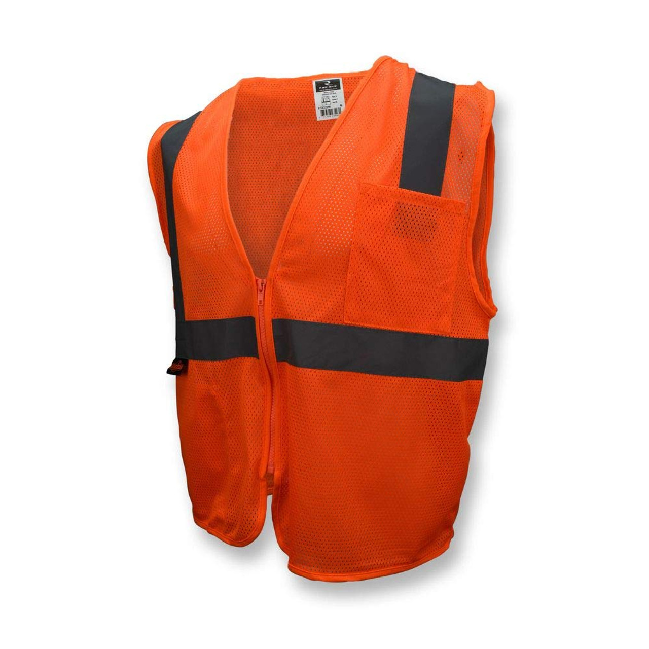 Radians (1-Vest/Size Medium) SV2ZOMM Polyester Mesh Economy Class 2 High Visibility Vest with Zipper Closure, Orange