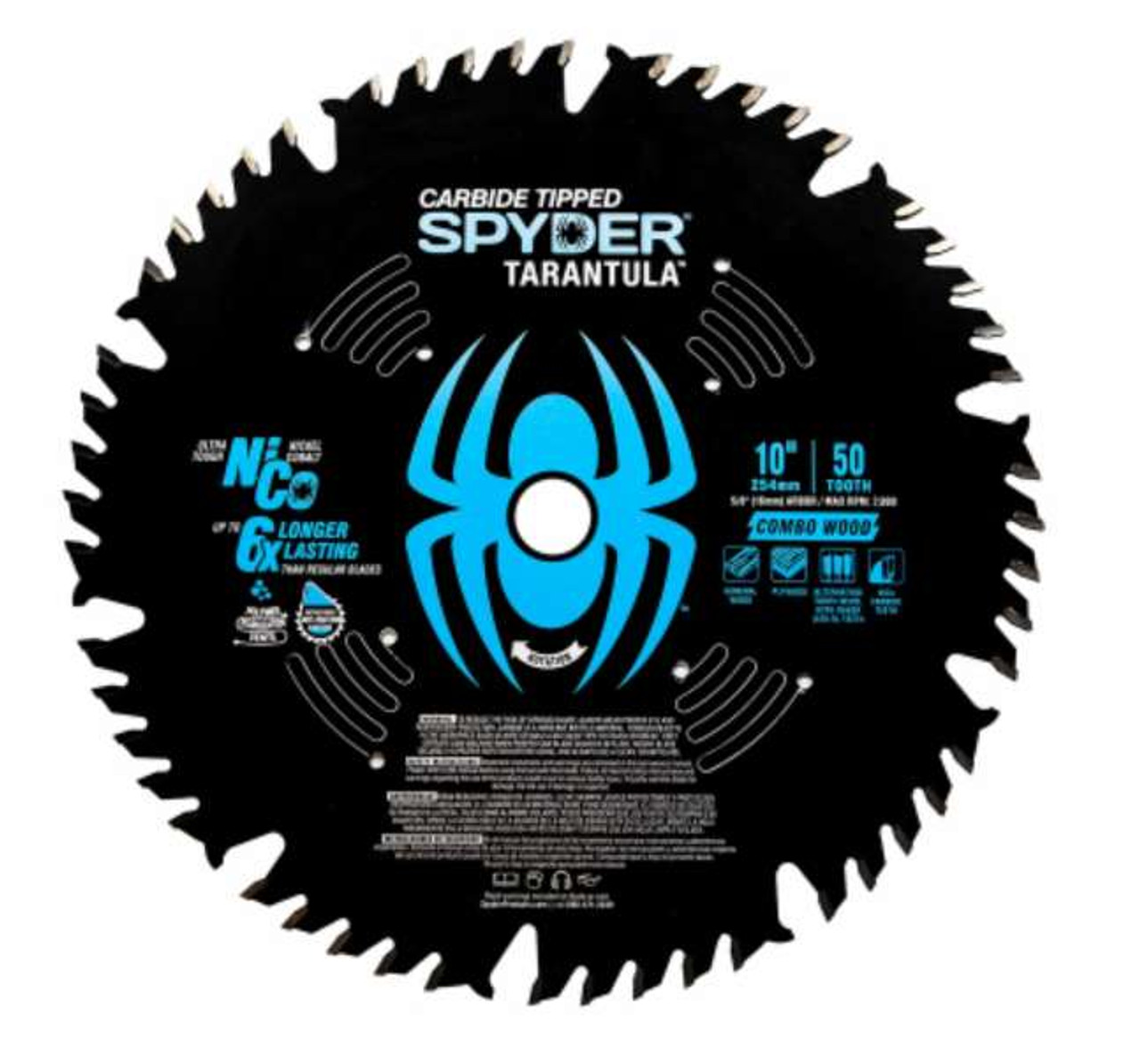 Spyder (13063) Tarantula Carbide Tipped 10" 50-Tooth Combination Circular Saw Blade