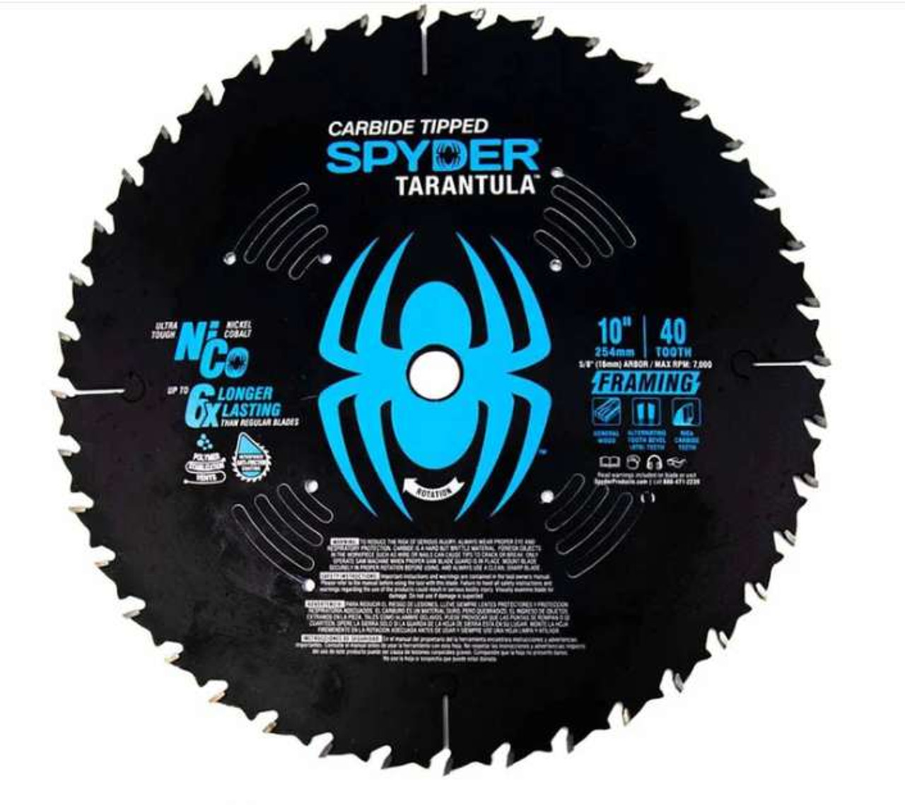 Spyder Tarantula (13032) Carbide Tipped 10-Inch 40-Tooth TCT Framing Circular Saw Blade