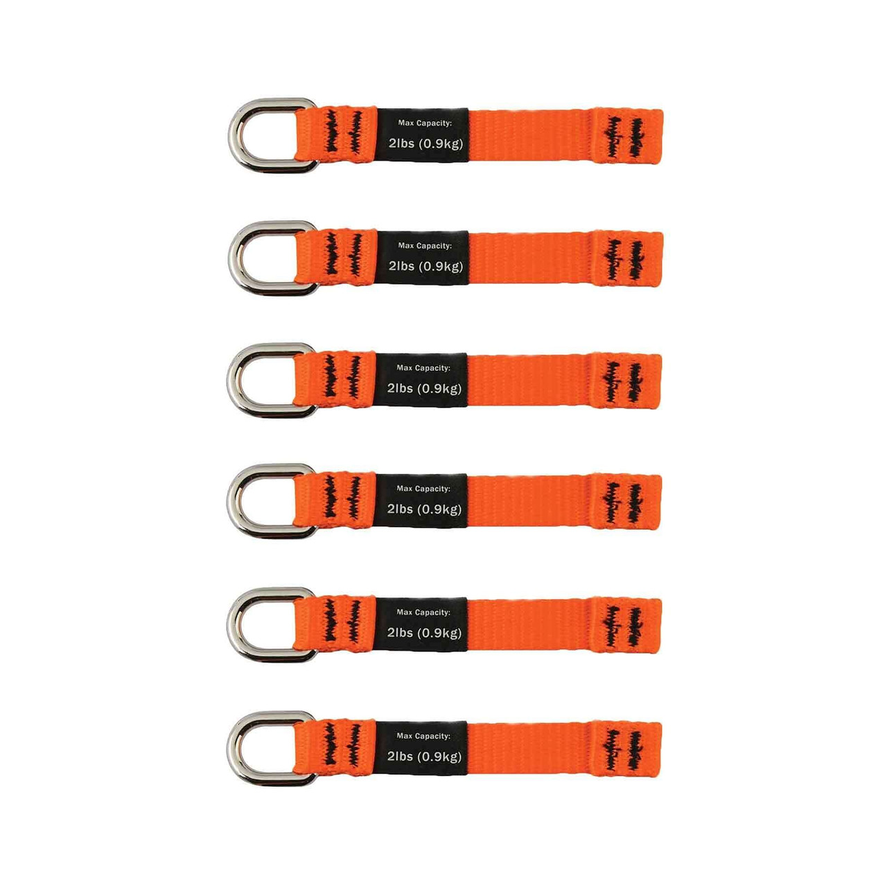 Ergodyne 6-Pack Orange Squids Tool Tail Connectors, 4.5", 2 Pound Load Limit (3700)