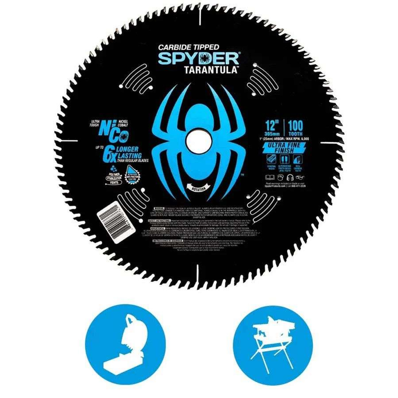 Spyder Tarantula 13064CA Ultra Fine Carbide Tooth 12" 100 Tooth Saw Blade