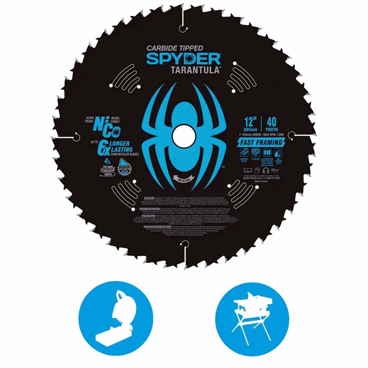 Spyder Tarantula General Purpose Circular Saw Blade, 40-tooth, 12 In. 13049