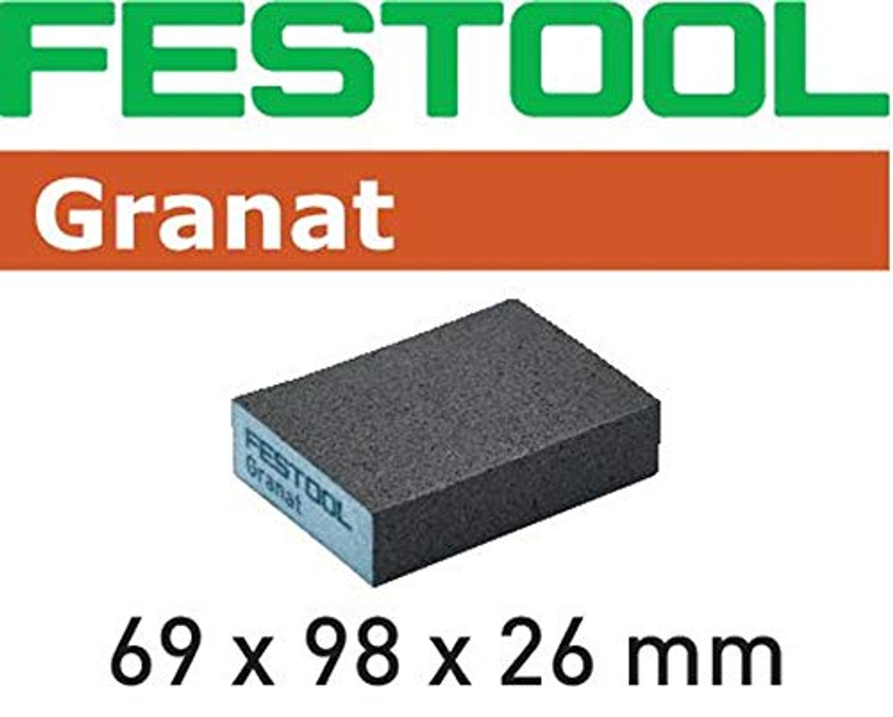 Festool 201081 Abrasive Sponge Granat 69 x 98 x 26, Pack of 6 (60 Grit)