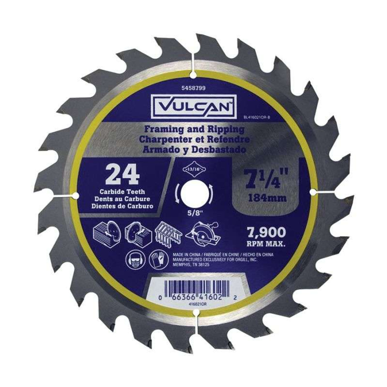 Vulcan 7-1/4" 24T Framing and Ripping Circular Saw Blade 5458799