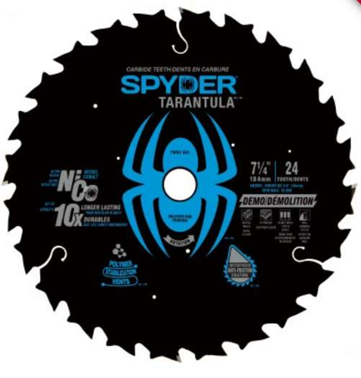 Spyder Tarantula (3-Pack) 24-tooth, 7-1/4 In., Framing Circular Saw Blade