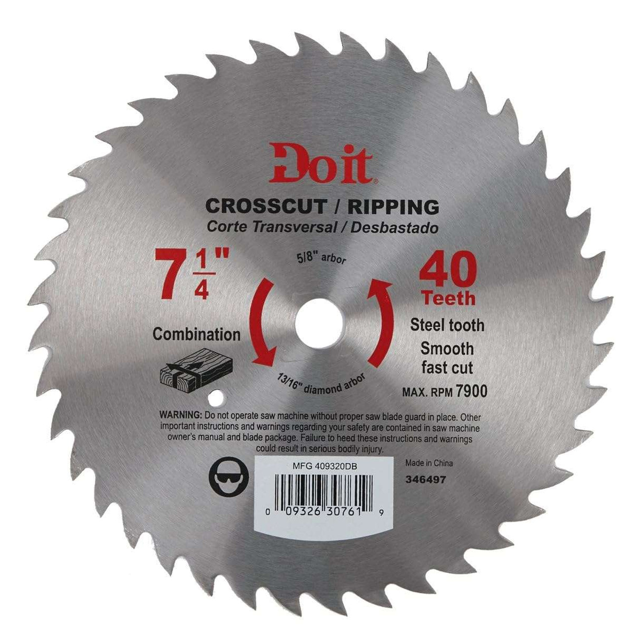Do it (1-Blade) 409320DB Crosscut/Ripping 7-1/4", 40T Saw Blade