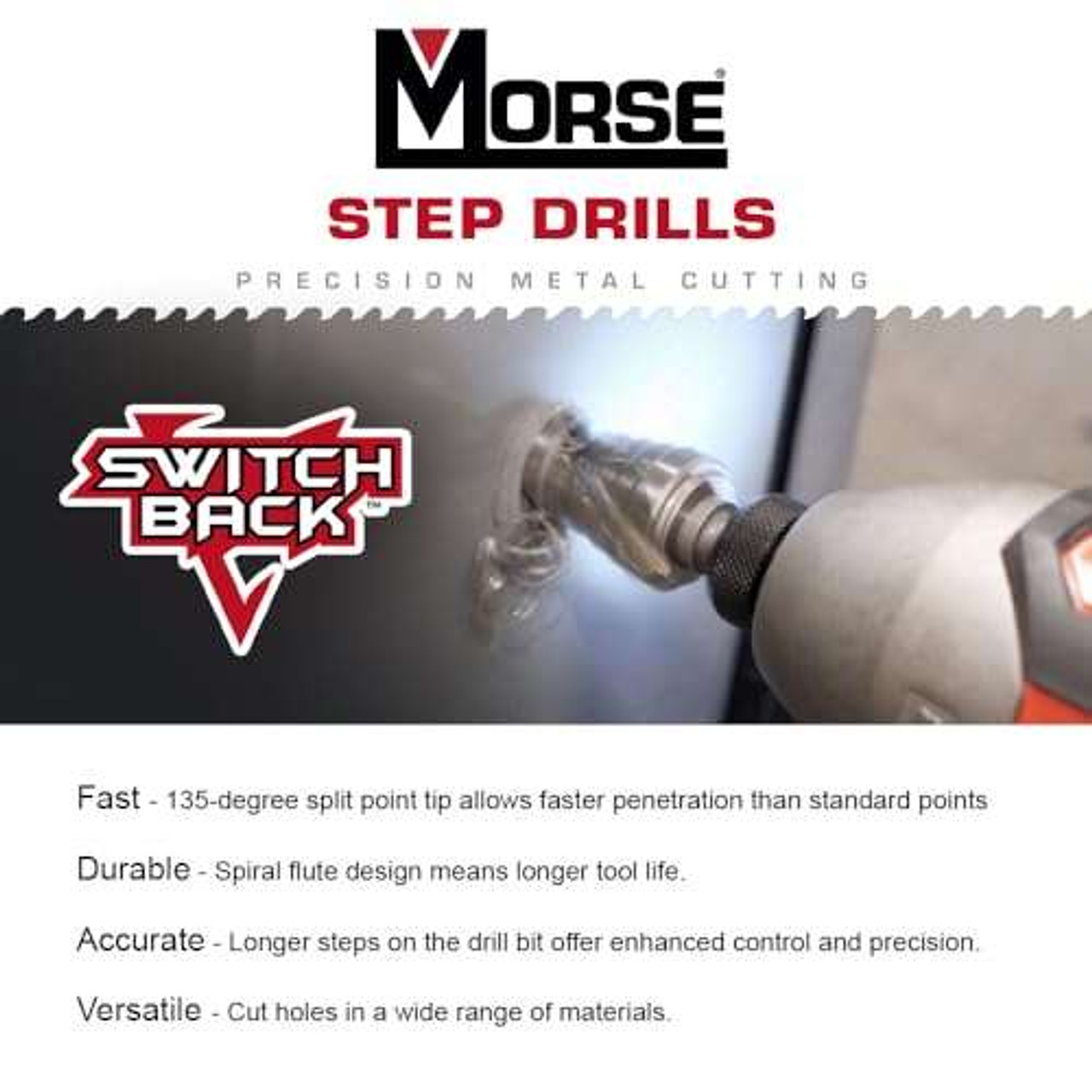 Morse Switchback SDSS10, Self Starting, High Speed Steel Step Drill, 1 bit (124492) Morse Switchback SDSS10, Self Starting, High Speed Steel Step Drill, 1 bit (124492)