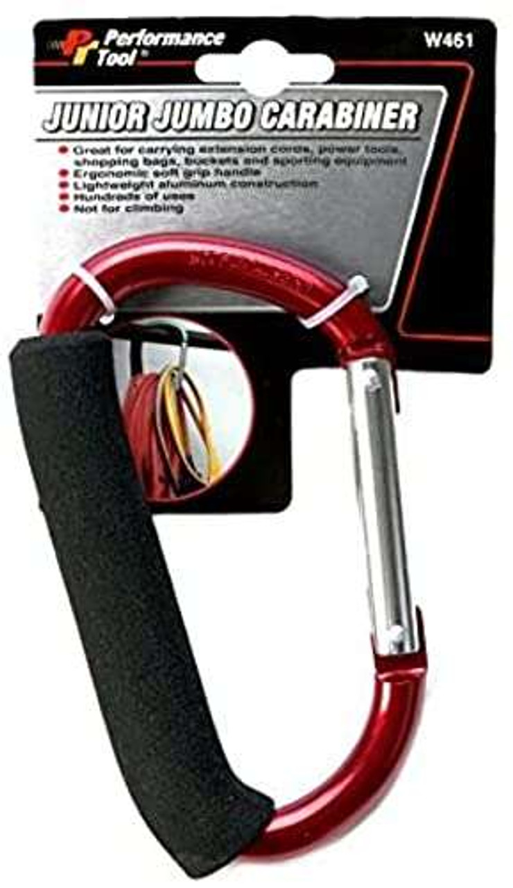 Performance Tool W461 5-Inch Junior Jumbo Carabiner - Heavy Duty Aluminum Carabiner Clip - Assorted Colors Performance Tool W461 5-Inch Junior Jumbo Carabiner - Heavy Duty Aluminum Carabiner Clip - Assorted Colors