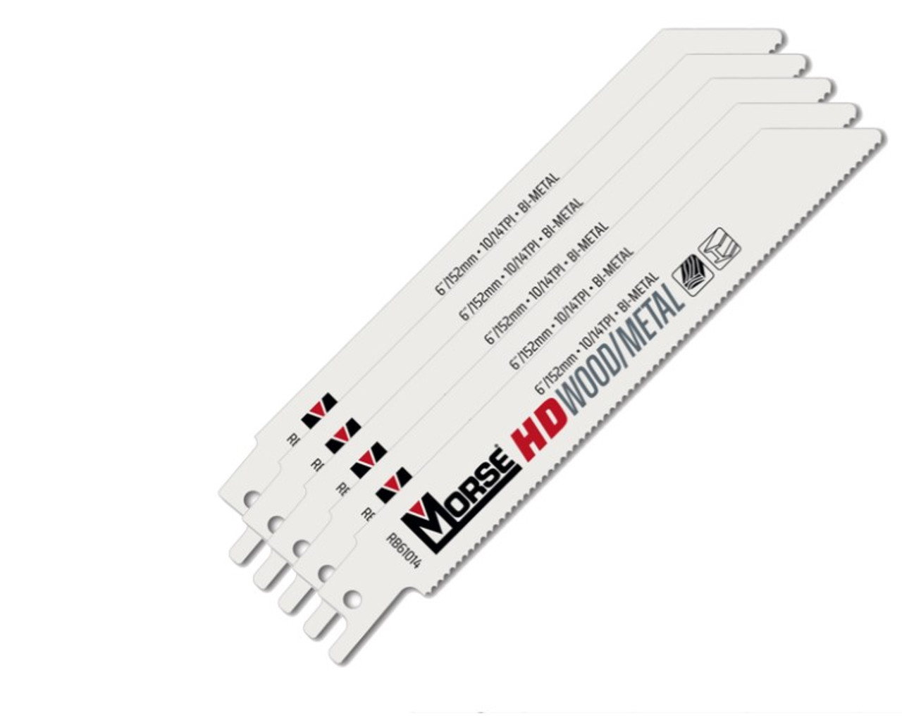 Morse 1 pack/5pc 6" Bi-Metal Reciprocating Saw Blade General Wood Metal 10/14 TPI 0.9mm (402002)