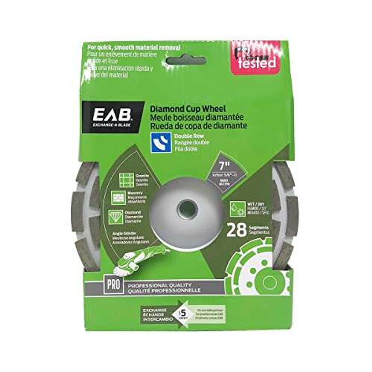 Exchange-A-Blade 3110562 7 in. Grinding & Finishing Specialty Cup Wheel Segmented Double Row Professional Abrasive - Recyclable Exchangeable