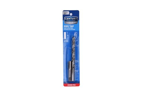 Century Drill & Tool (2 piece) Pipe TAP, High Carbon Alloy, Precision Cut Threads, 1/8-27 NPT/21/64 (93201)