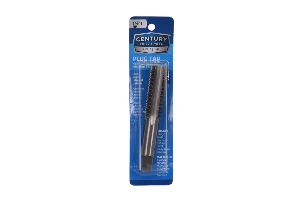 Century Drill & Tool (1 piece) Carbon Steel Plug Style Tap – ¾-16NC – For Detailed Projects with Precise Control (97118)