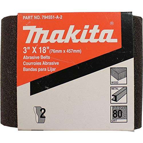 Makita 2/pk 3" x 18" Abrasive Belt, 80 Grit, 794551-A-2