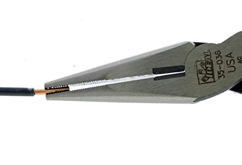 IDEAL Electrical 35-036 Long Nose Plier - 6 in., Plier with Dipped Grip Handles, Cutter, Serrated Jaws