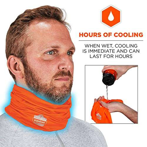Ergodyne Chill-Its 6487 (One Size) Cooling Neck Gaiter, Multiple Ways to Wear Headband or Face Mask,Orange,